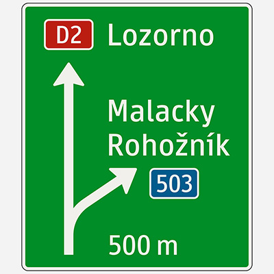 Smerová predzvesť na diaľnici