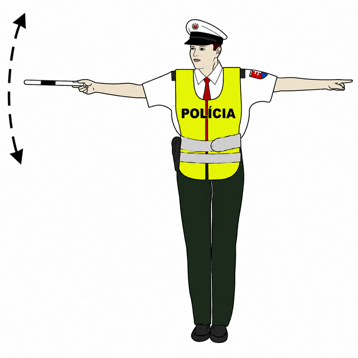 Pokyn policajta pri riadení cestnej premávky - Spomaliť jazdu